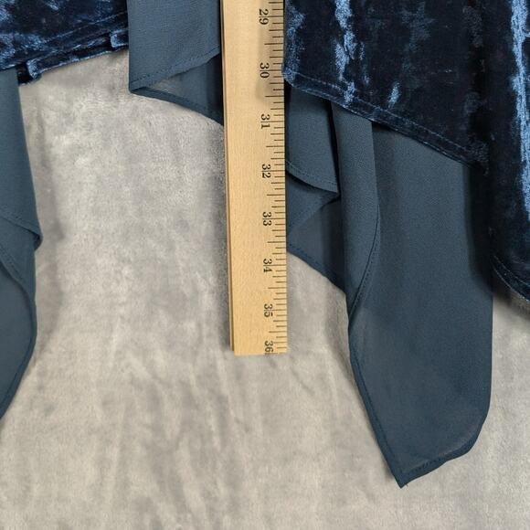 Andree by Unit Open Cardigan Womens Medium Crushed Velvet Blue Floral Embroider - Picture 5 of 10